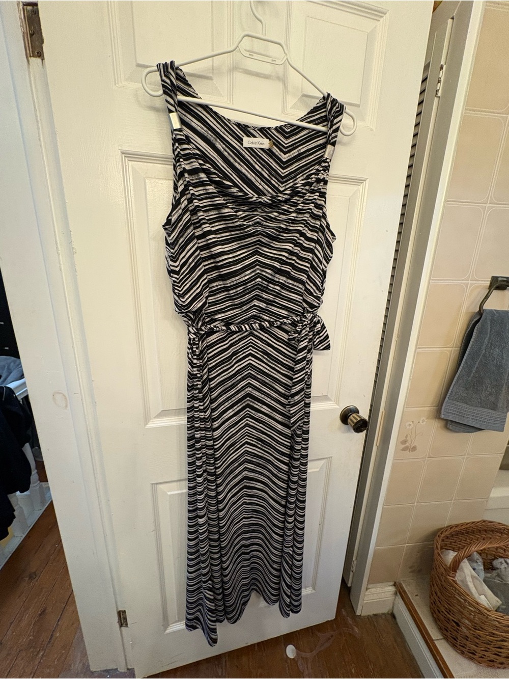 Calvin Klein Monochrome Chevron Stripe Sleeveless Dress